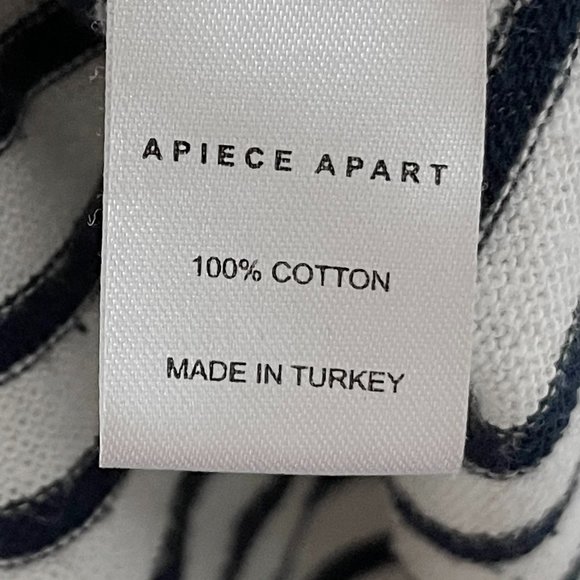 Apiece Apart | Easy Pocket Tee Striped Crop T-Shirt in Navy Cream - Picture 7 of 7